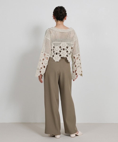 select MOCA（セレクトモカ）の「Vネッククロシェショートニット（ニット/セーター・レディース・ブラック/アイボリー/オリーブ・FREE）」の20枚目の写真