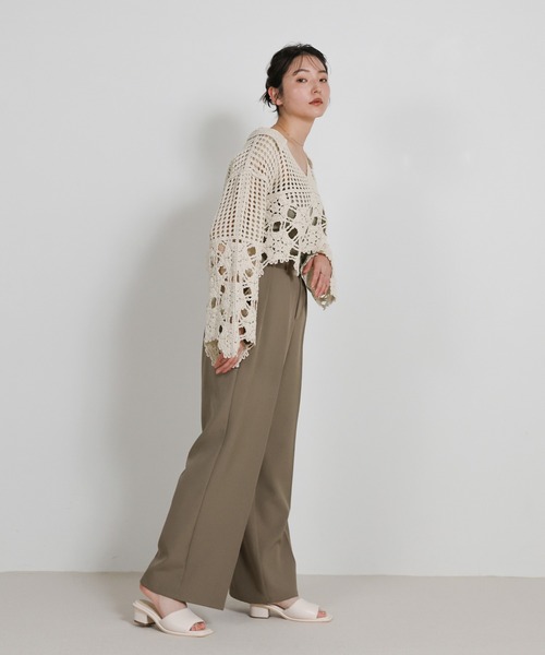 select MOCA（セレクトモカ）の「Vネッククロシェショートニット（ニット/セーター・レディース・ブラック/アイボリー/オリーブ・FREE）」の19枚目の写真