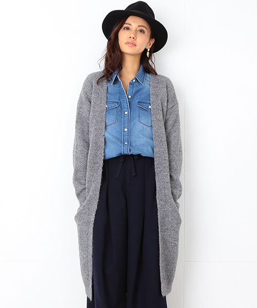 B:MING by BEAMS（ビーミングバイビームス）の「ビーミング by ビームス / ロングニットカーディガン（カーディガン/ボレロ・レディース・ホワイト/ブラック/トップグレー・ONE SIZE）」の3枚目の写真