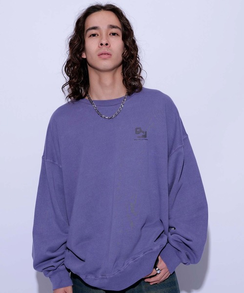 re_k by JUNRED（レクバイジュンレッド）の「re_k by JUNRED / オーバーダイワンポイントクルーネックスウェット（スウェット・メンズ・チャコールグレー/パープル/ライトグレー・M/S/L）」の12枚目の写真