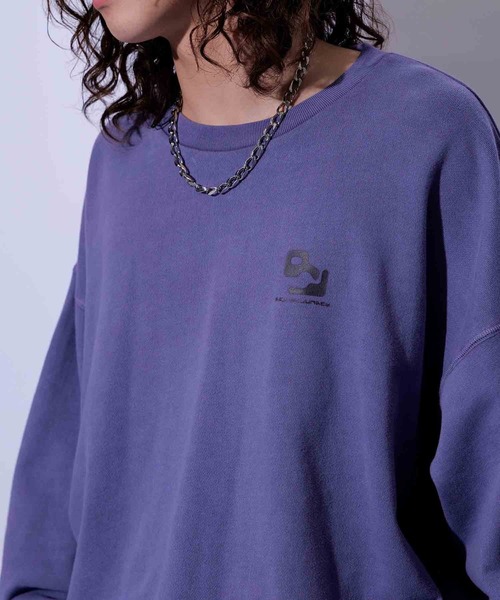 re_k by JUNRED（レクバイジュンレッド）の「re_k by JUNRED / オーバーダイワンポイントクルーネックスウェット（スウェット・メンズ・チャコールグレー/パープル/ライトグレー・M/S/L）」の13枚目の写真