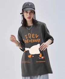 オーバーサイズ アニマル柄 ガチョウプリントTシャツ