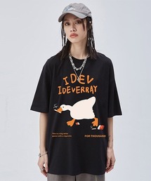 オーバーサイズ アニマル柄 ガチョウプリントTシャツ