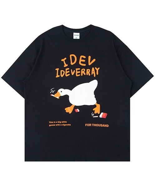 Ressaca（レサーカ）の「オーバーサイズ アニマル柄 ガチョウプリントTシャツ（Tシャツ/カットソー・メンズ・ブラック/チャコールグレー・M/L/XL）」の3枚目の写真
