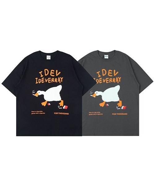 Ressaca（レサーカ）の「オーバーサイズ アニマル柄 ガチョウプリントTシャツ（Tシャツ/カットソー・メンズ・ブラック/チャコールグレー・M/L/XL）」の13枚目の写真