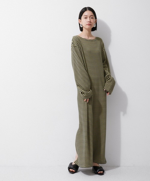 MILLER（ミラー）の「【Miller for ADAM ET ROPE'】 別注WAFFLE BORDER DRESS（ワンピース・レディース・グリーン系その他/オフホワイト・FREE）」の6枚目の写真
