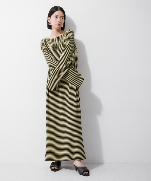 今季　半額以下　アダムエロペ　マルチボーダーワンピース　マキシワンピ ADAM ET ROPÉ FEMME(アダム エ ロペ ファム) / 【WEB限定