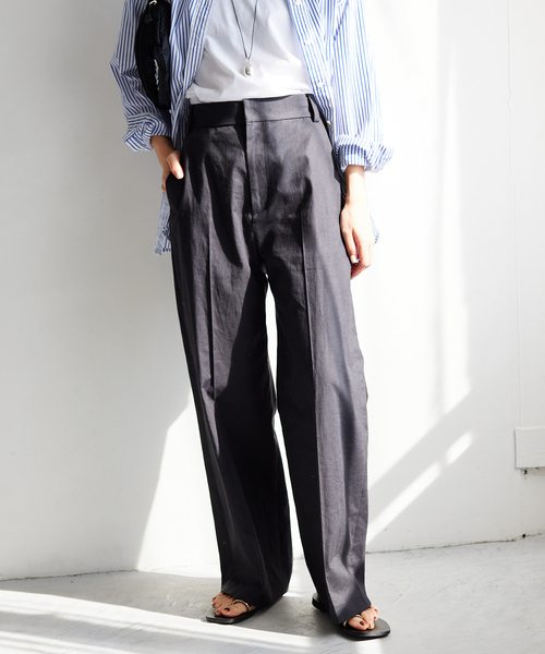 SLOBE IENA（スローブイエナ）の「フレンチリネンコットンパンツ（その他パンツ・レディース・ブラック/ベージュ・36/38）」の6枚目の写真