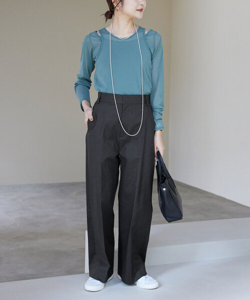 SLOBE IENA（スローブイエナ）の「フレンチリネンコットンパンツ（その他パンツ・レディース・ブラック/ベージュ・36/38）」の13枚目の写真