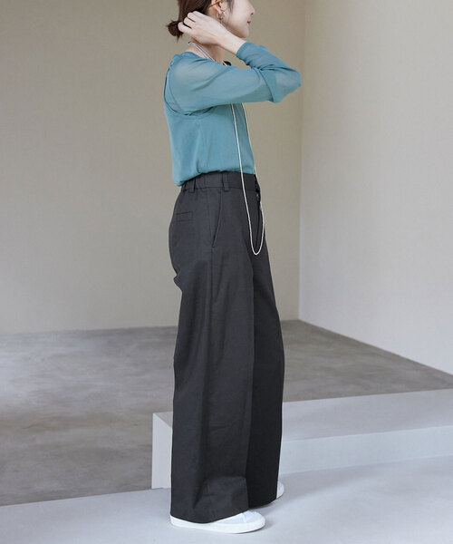 SLOBE IENA（スローブイエナ）の「フレンチリネンコットンパンツ（その他パンツ・レディース・ブラック/ベージュ・36/38）」の9枚目の写真