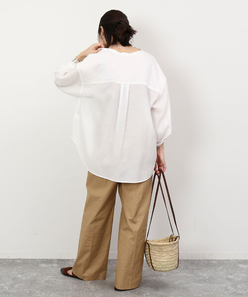 SLOBE IENA（スローブイエナ）の「フレンチリネンコットンパンツ（その他パンツ・レディース・ブラック/ベージュ・36/38）」の8枚目の写真