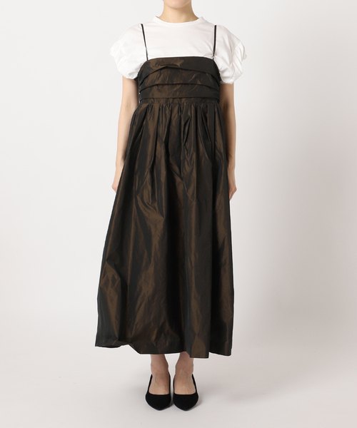 journal standard L'essage（ジャーナルスタンダードレサージュ）の「メモリータフタキャミワンピース（ワンピース・レディース・ブラック/ブラウン・FREE）」の22枚目の写真