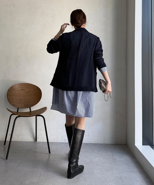 DouDou(ドゥドゥ)の「メッシュダブルジャケット(テーラードジャケット・レディース・ブラック/ネイビー/ベージュ/グレー/モカ・FREE)」の20枚目の写真