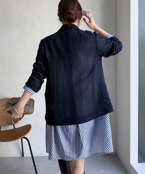 DouDou(ドゥドゥ)の「メッシュダブルジャケット(テーラードジャケット・レディース・ブラック/ネイビー/ベージュ/グレー/モカ・FREE)」の16枚目の写真