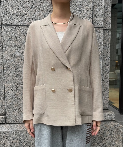 DouDou(ドゥドゥ)の「メッシュダブルジャケット(テーラードジャケット・レディース・ブラック/ネイビー/ベージュ/グレー/モカ・FREE)」の15枚目の写真