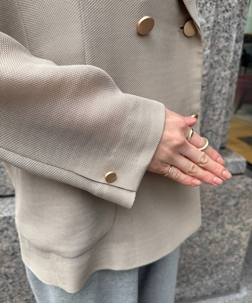 DouDou(ドゥドゥ)の「メッシュダブルジャケット(テーラードジャケット・レディース・ブラック/ネイビー/ベージュ/グレー/モカ・FREE)」の9枚目の写真