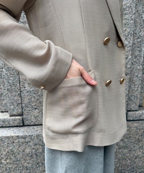 DouDou(ドゥドゥ)の「メッシュダブルジャケット(テーラードジャケット・レディース・ブラック/ネイビー/ベージュ/グレー/モカ・FREE)」の8枚目の写真
