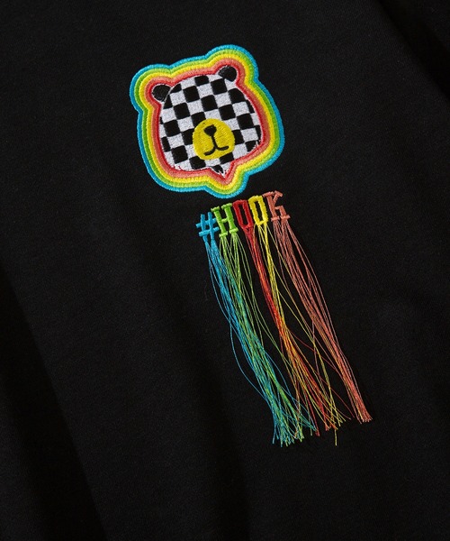 HOOK（フック）の「HOOK -original-　ブロックベアワッペン刺繍レインボーフリンジ飾りステッチスウェット（スウェット・メンズ・グリーン/ネイビー/パープル/ブラック・XL/M/L）」の15枚目の写真