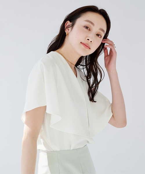 ブラウス シャツ メッシュケープカラー ブラウス レディース BEAMS WOMEN｜【6/12再値下げ】メッシュケープカラー ブラウス