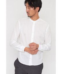 メンズのシャツ/ブラウス（ホワイト/白色系・ノーカラー）ファッション