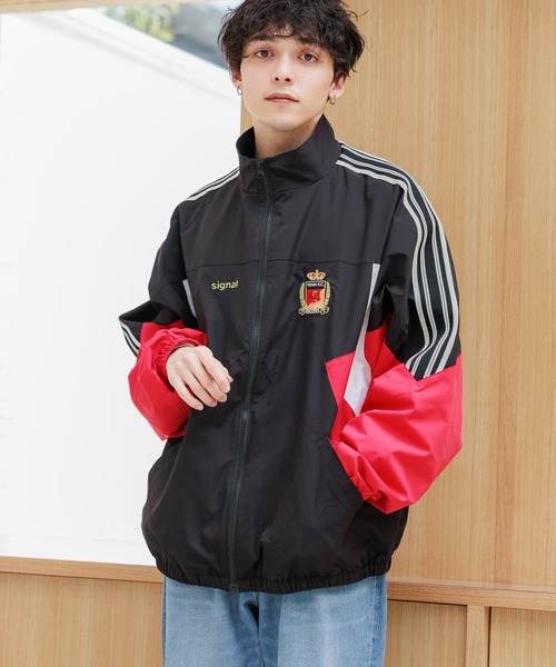 SIGNAL SPORTS（シグナルスポーツ）の「【SIGNAL SPORTS】袖サイドライン/オーバートラックジップジャケット（ナイロンジャケット・メンズ・ブラック/ネイビー・LARGE/MEDIUM）」の10枚目の写真