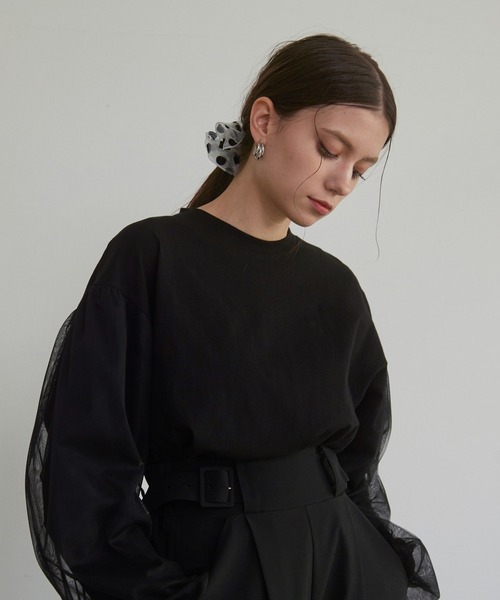 MIELI INVARIANT（ミエリインヴァリアント）の「Dot Chiffon Chouchou（ヘアゴム・レディース・ブラック/ホワイト・FREE）」の6枚目の写真