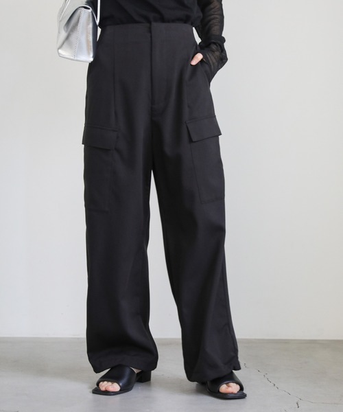 select MOCA（セレクトモカ）の「スラックスカーゴパンツ（カーゴパンツ・レディース・グレー/ブラック・FREE）」の2枚目の写真