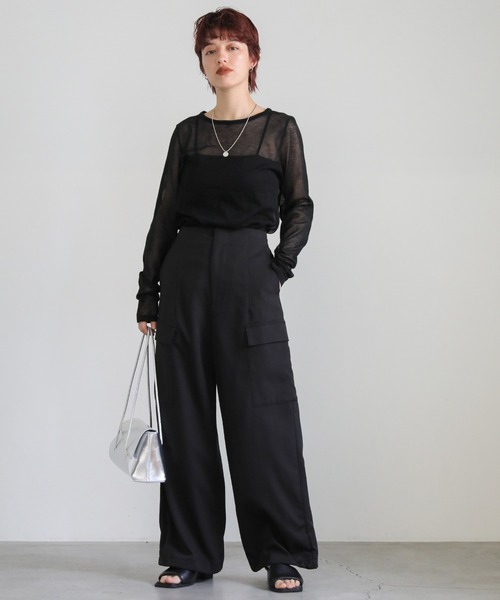 select MOCA（セレクトモカ）の「スラックスカーゴパンツ（カーゴパンツ・レディース・グレー/ブラック・FREE）」の4枚目の写真