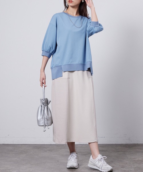 Chez toi(シェトワ)の「異素材ナロースカート(スカート・レディース・アイボリー/ブラック/キャメル・FREE)」の13枚目の写真