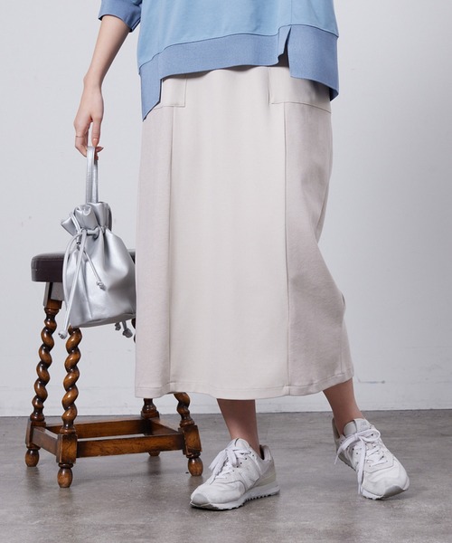 Chez toi(シェトワ)の「異素材ナロースカート(スカート・レディース・アイボリー/ブラック/キャメル・FREE)」の9枚目の写真