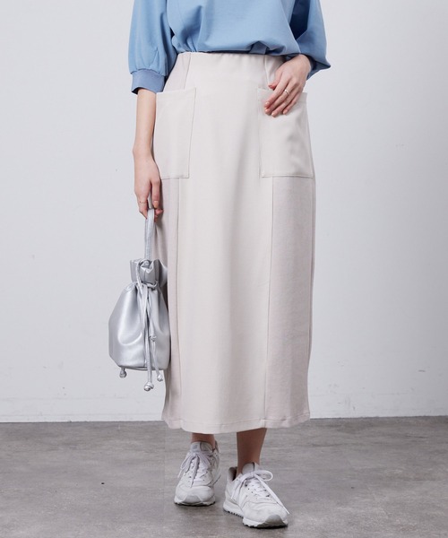 Chez toi(シェトワ)の「異素材ナロースカート(スカート・レディース・アイボリー/ブラック/キャメル・FREE)」の5枚目の写真