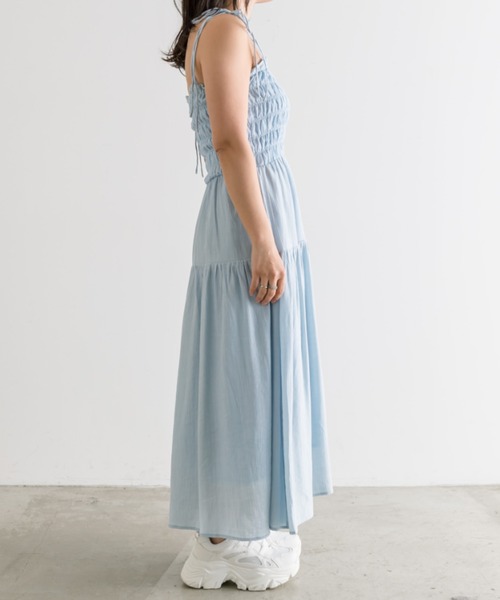 OLIVE des OLIVE（オリーブデオリーブ）の「【S/M展開】シャーリングキャミワンピース　1041090090（ワンピース・レディース・ブラック/チェック/アイボリー/サックスブルー/ブラック系その他・MEDIUM/SMALL）」の8枚目の写真