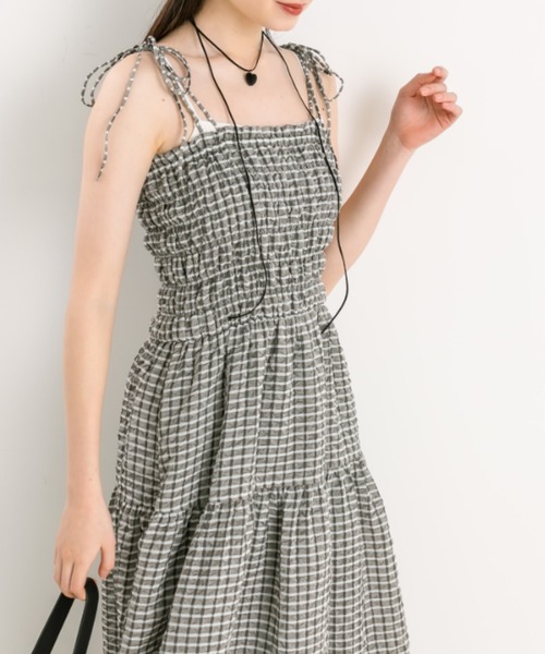 OLIVE des OLIVE（オリーブデオリーブ）の「【S/M展開】シャーリングキャミワンピース　1041090090（ワンピース・レディース・ブラック/チェック/アイボリー/サックスブルー/ブラック系その他・MEDIUM/SMALL）」の17枚目の写真