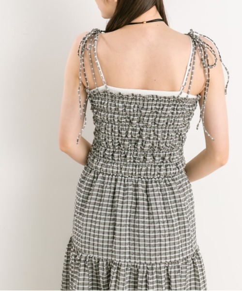 OLIVE des OLIVE（オリーブデオリーブ）の「【S/M展開】シャーリングキャミワンピース　1041090090（ワンピース・レディース・ブラック/チェック/アイボリー/サックスブルー/ブラック系その他・MEDIUM/SMALL）」の18枚目の写真