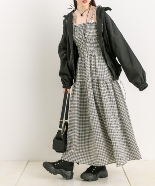 OLIVE des OLIVE（オリーブデオリーブ）の「【S/M展開】シャーリングキャミワンピース　1041090090（ワンピース・レディース・ブラック/チェック/アイボリー/サックスブルー/ブラック系その他・MEDIUM/SMALL）」の19枚目の写真