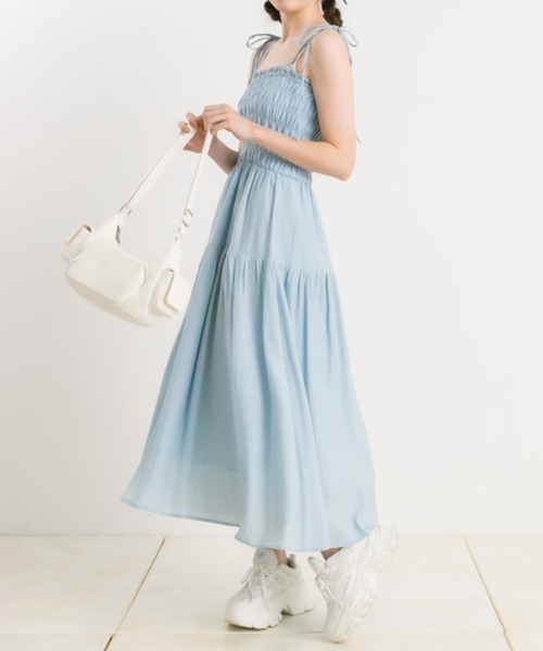 OLIVE des OLIVE（オリーブデオリーブ）の「【S/M展開】シャーリングキャミワンピース　1041090090（ワンピース・レディース・ブラック/チェック/アイボリー/サックスブルー/ブラック系その他・MEDIUM/SMALL）」の20枚目の写真