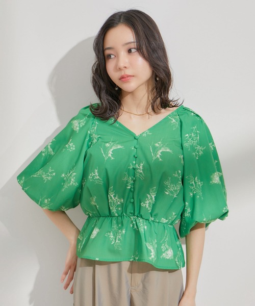 VIS（ビス）の「バルーンスリーブVネックブラウス（シャツ/ブラウス・レディース・ホワイト系その他5/グリーン系その他/ネイビー・FREE）」の19枚目の写真