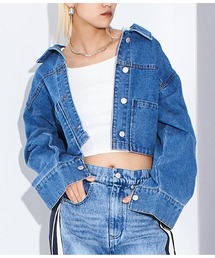 Settimissimo | アシンメトリー ポケット 加工デニム ショート ジャケット Gジャン(デニムジャケット)