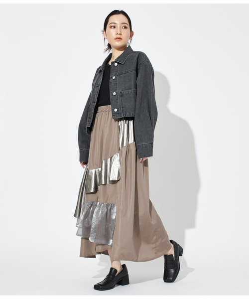 Settimissimo（セッティミッシモ）の「アシンメトリー ポケット 加工デニム ショート ジャケット Gジャン（デニムジャケット・レディース・ブラック/ブルー・FREE）」の8枚目の写真