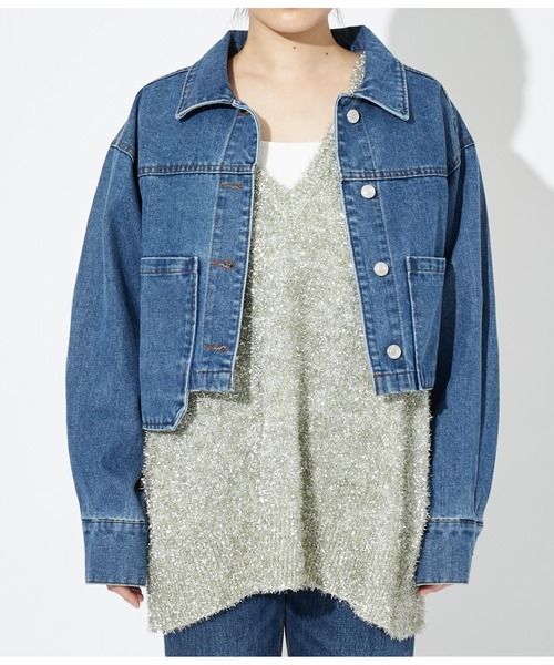 Settimissimo（セッティミッシモ）の「アシンメトリー ポケット 加工デニム ショート ジャケット Gジャン（デニムジャケット・レディース・ブラック/ブルー・FREE）」の18枚目の写真