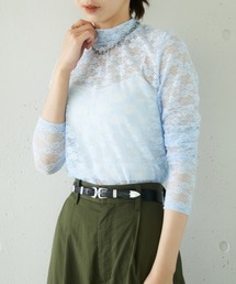 【MAISON BREEZE reveur】high neck flower lace tops ハイネック フラワーレース シアートップス