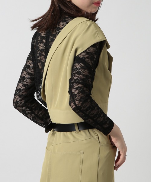 MAISON BREEZE reveur(メゾンブリーズレヴール)の「【MAISON BREEZE reveur】high neck flower lace tops ハイネック フラワーレース シアートップス(Tシャツ/カットソー・レディース・アイボリー/ブラック/サックスブルー・FREE)」の4枚目の写真