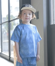 【接触冷感】ムラ染め風総柄プリント半袖Tシャツ