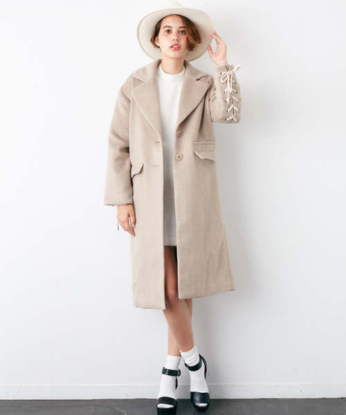 Rosarymoon（ロザリームーン）の「rj479-レースアップシャギーコート