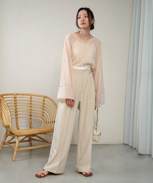 Bab（バブ）の「【S・M・L展開】ダブルウエストセンタープレススラックス（スラックス・レディース・ピンク/グレイッシュベージュ/ベージュ・S/L/M）」の5枚目の写真