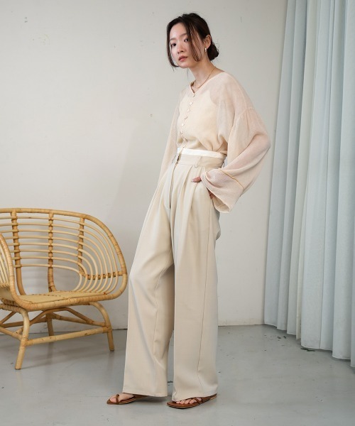 Bab（バブ）の「【S・M・L展開】ダブルウエストセンタープレススラックス（スラックス・レディース・ピンク/グレイッシュベージュ/ベージュ・S/L/M）」の6枚目の写真