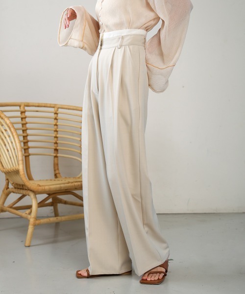 Bab（バブ）の「【S・M・L展開】ダブルウエストセンタープレススラックス（スラックス・レディース・ピンク/グレイッシュベージュ/ベージュ・S/L/M）」の7枚目の写真