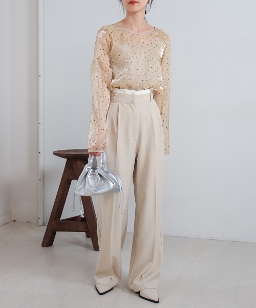 Bab（バブ）の「【S・M・L展開】ダブルウエストセンタープレススラックス（スラックス・レディース・ピンク/グレイッシュベージュ/ベージュ・S/L/M）」の11枚目の写真