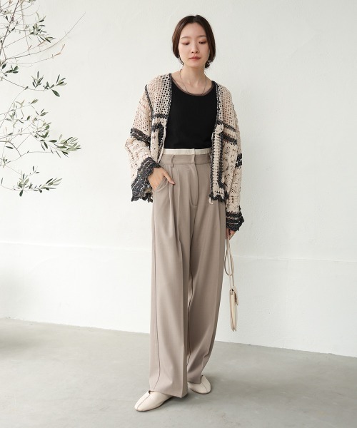 Bab（バブ）の「【S・M・L展開】ダブルウエストセンタープレススラックス（スラックス・レディース・ピンク/グレイッシュベージュ/ベージュ・S/L/M）」の13枚目の写真