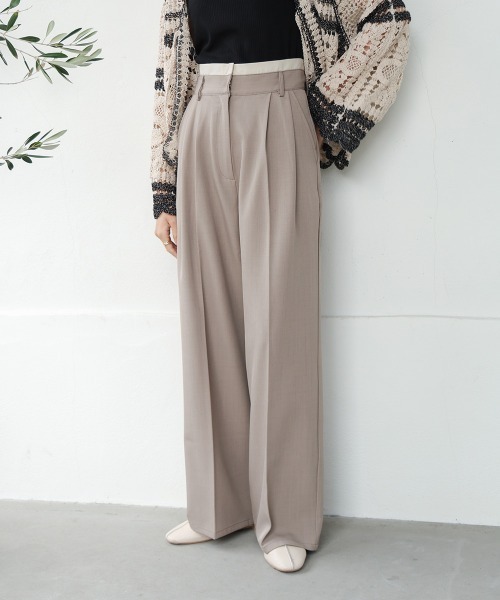 Bab（バブ）の「【S・M・L展開】ダブルウエストセンタープレススラックス（スラックス・レディース・ピンク/グレイッシュベージュ/ベージュ・S/L/M）」の15枚目の写真